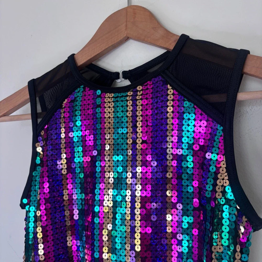 Weissman Girls colorful Sequin Dance Costume Mesh Activewear SIZE SA